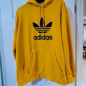 Adidas Men's Mustard Hoodie with Black Logo